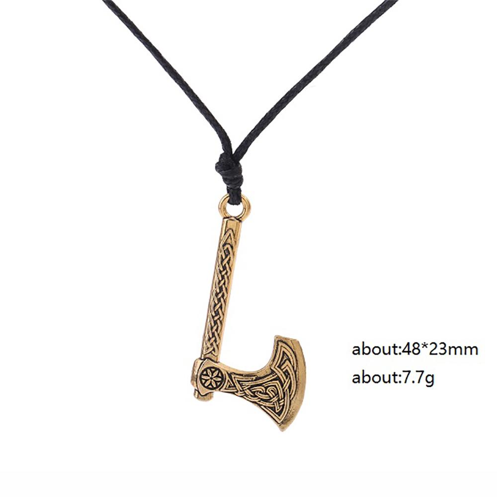 Viking Axe Necklace for Men Norse Runes Compass Pendant Vintage Amulet Jewelry Male Boy Gifts