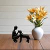 Black Resin Cute Puppy and Owner Statue Desktop Ornaments Modern Minimalist Artistic Style Creative Sculpture Crafts Home Decor