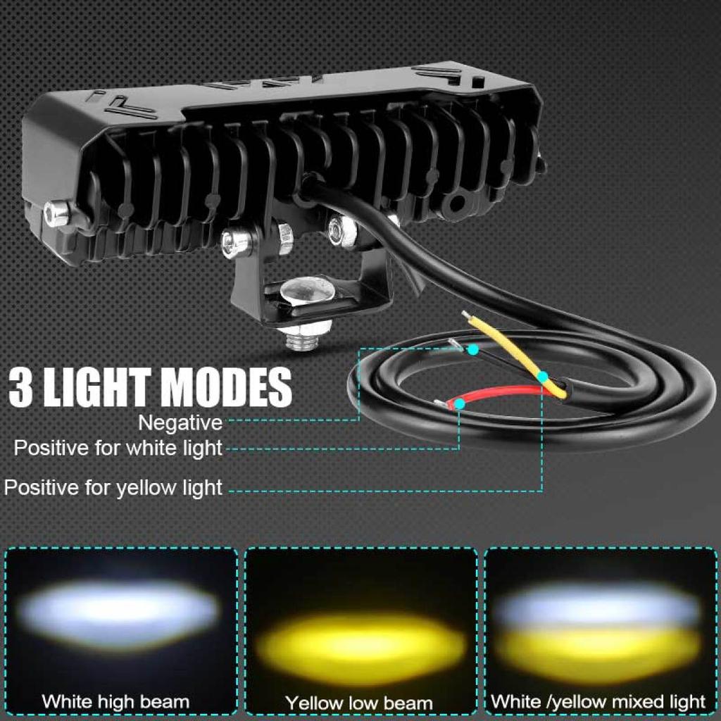 Mini Driving Light Motorycle Led Light Headlight Hi/Lo Beam White+Yellow Spotlight Fog Lamp for Car Trucks SUV UTV 12V 24V