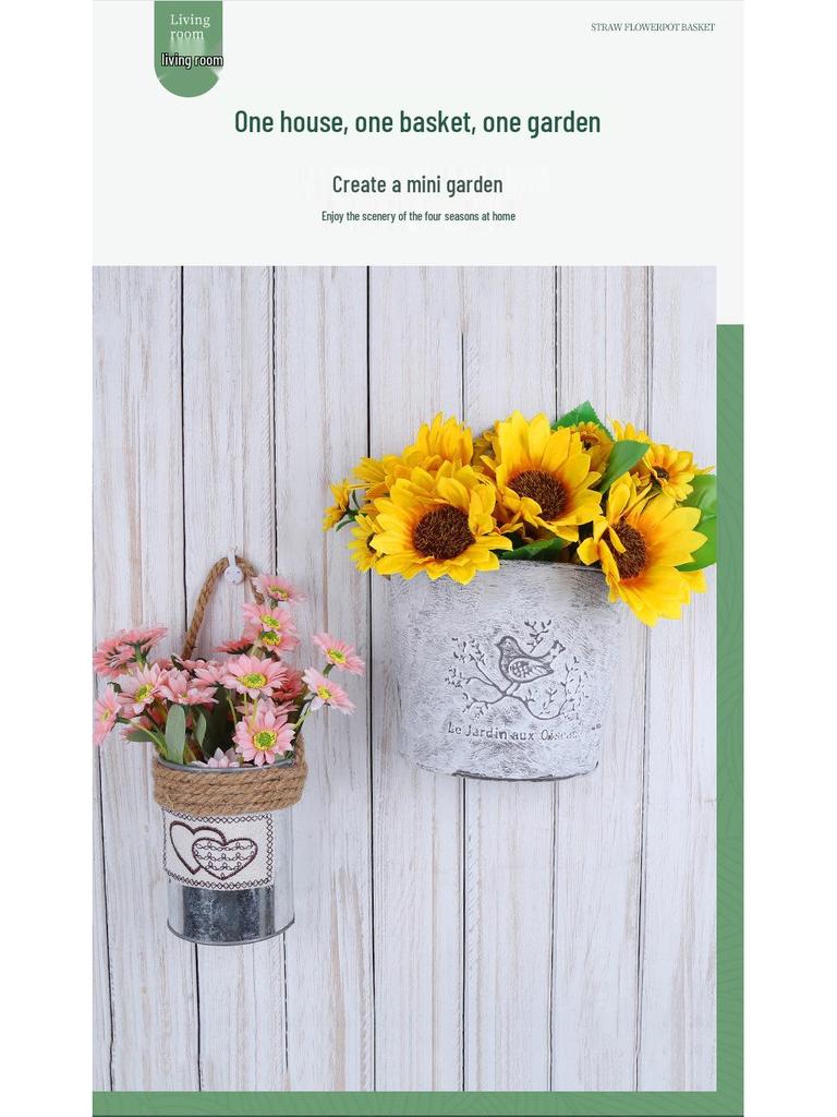 Wall-Mounted Iron Flower Pot Basket - Simple Balcony Decor