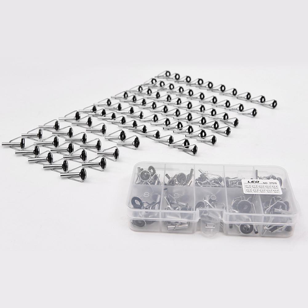 Fishing Rod Guides Ring Set Repair Kit with Storage Box DIY Fish Line Guide Rings Fishing Tackle 80PCS/Set