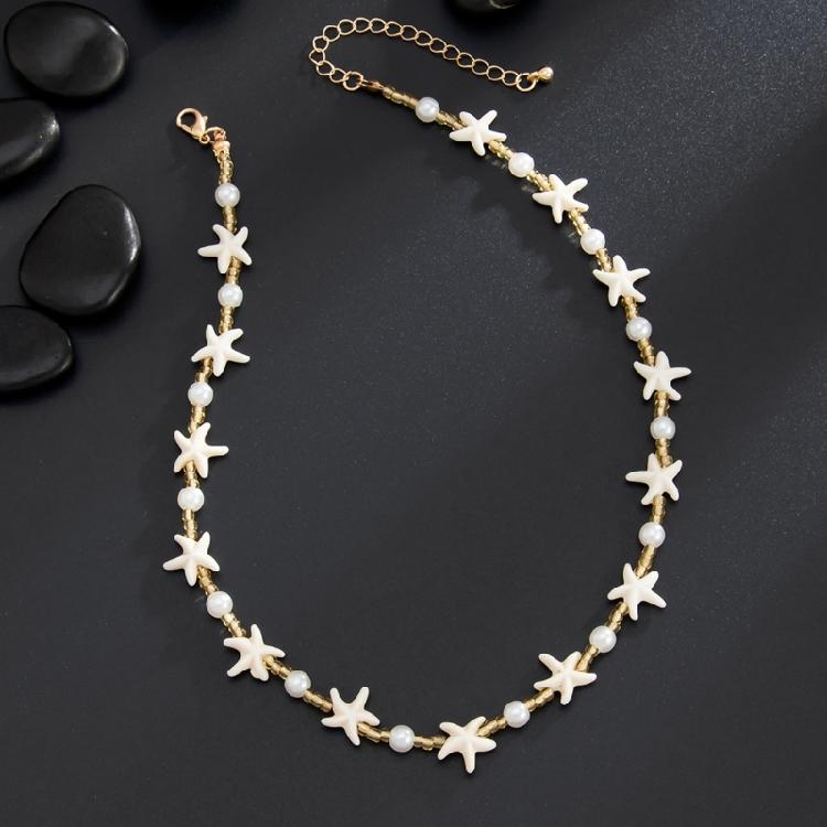 Fashionable Starfish Necklace With Delicate Pearls Beaded Neckchain Suitable For Beach Parties Or City Outings