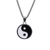 Retro Enamel Tai Chi Bagua Pendant Necklace, Titanium Steel Compass Round Plate for Men & Women