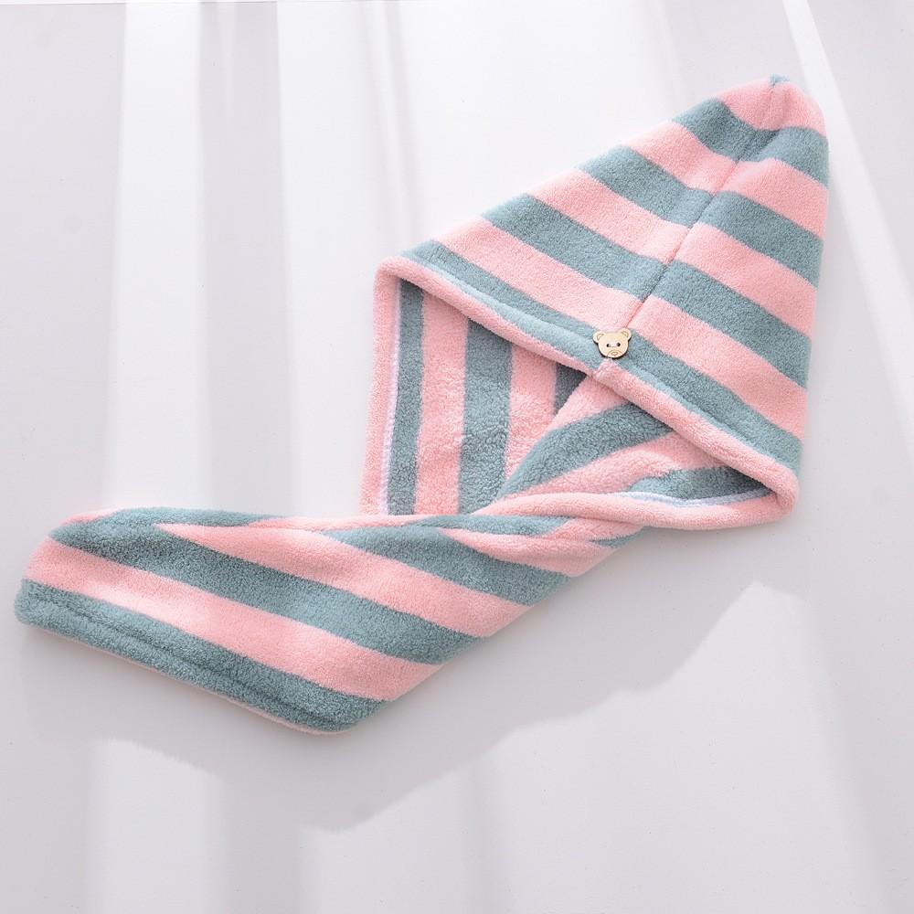 Soft Absorbent Coral Fleece Hair Towel & Cute Shower Cap Headband