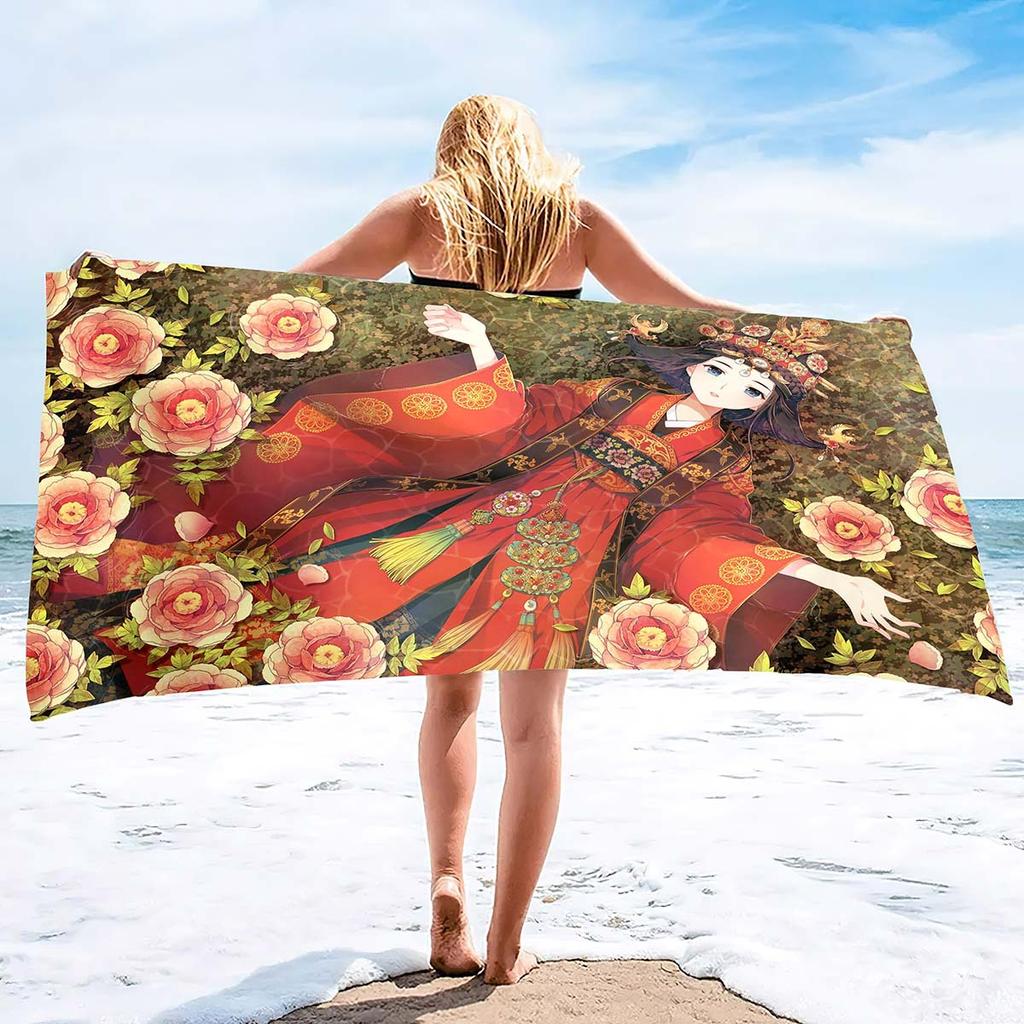 Chinese Style Series Seaside Vacation Beach Towel Swimming Bath Towel Microfiber Towel