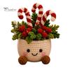 Holiday Gift Ideas for Family Simulated Crochet Christmas Potted Decor, Knitted Mini Artificial Tree Flower Handmade Crocheted Yarn Flowers Ornament,