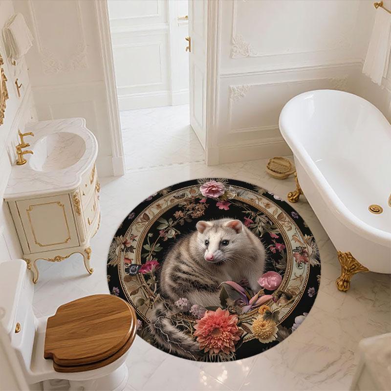 Opossum pattern round rug,Carpet Rug for Living Room Bedroom Playroom ,Non-slip Floor Mat,Holiday Gifts and Birthday Gifts.