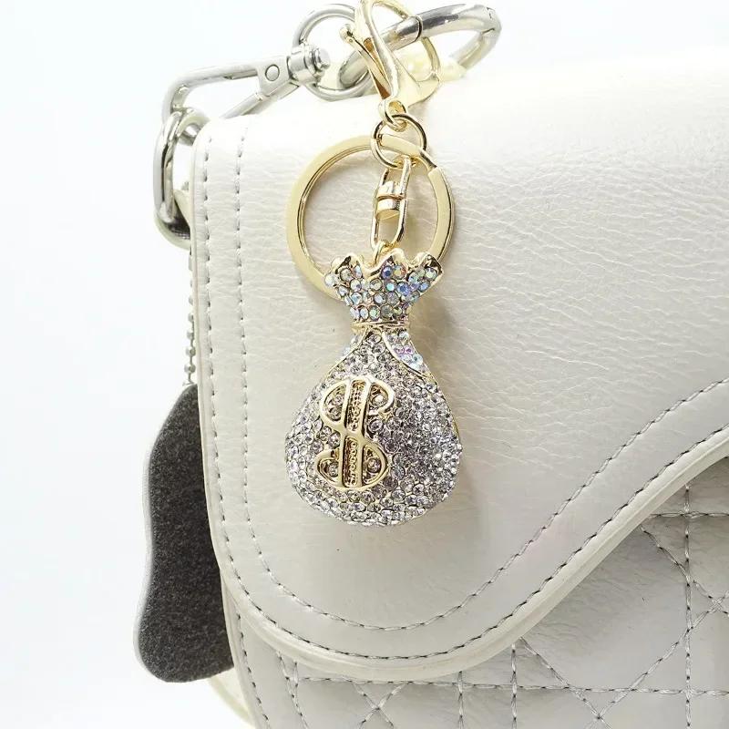 3D Dollar Bag Shaped Women's Bag  Accessories Rhinestone Key Chain Fashion Pendants Party Favors Car Keys Decoration Accessory