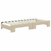 Extendable Daybed with Drawers Cream 80x200 Cm Fabric
