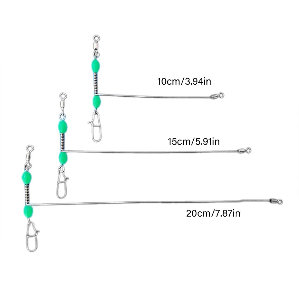 Pack of 10pcs Stainless Steel T Shape Swivels Luminous Bead Enhanced 3 Way Cross Line Swivel Snaps Set For Anglers