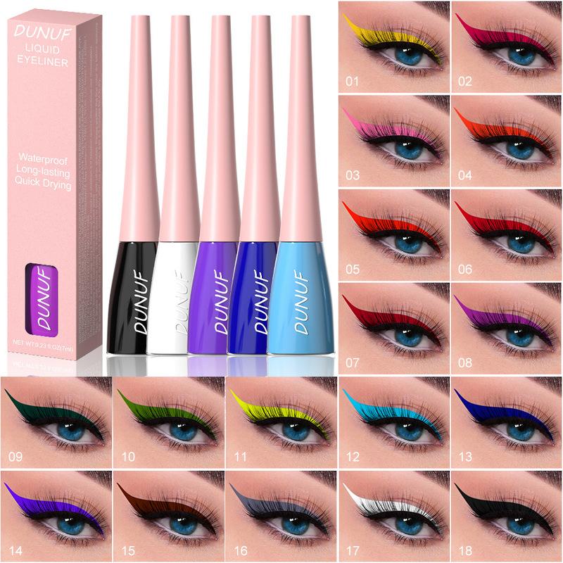 Matte Liquid Eyeliner Pencil 18 Color Waterproof Lasting Quick-Dry Colorful Yellow Blue Pink White Eye Liner Pen Makeup Cosmetic