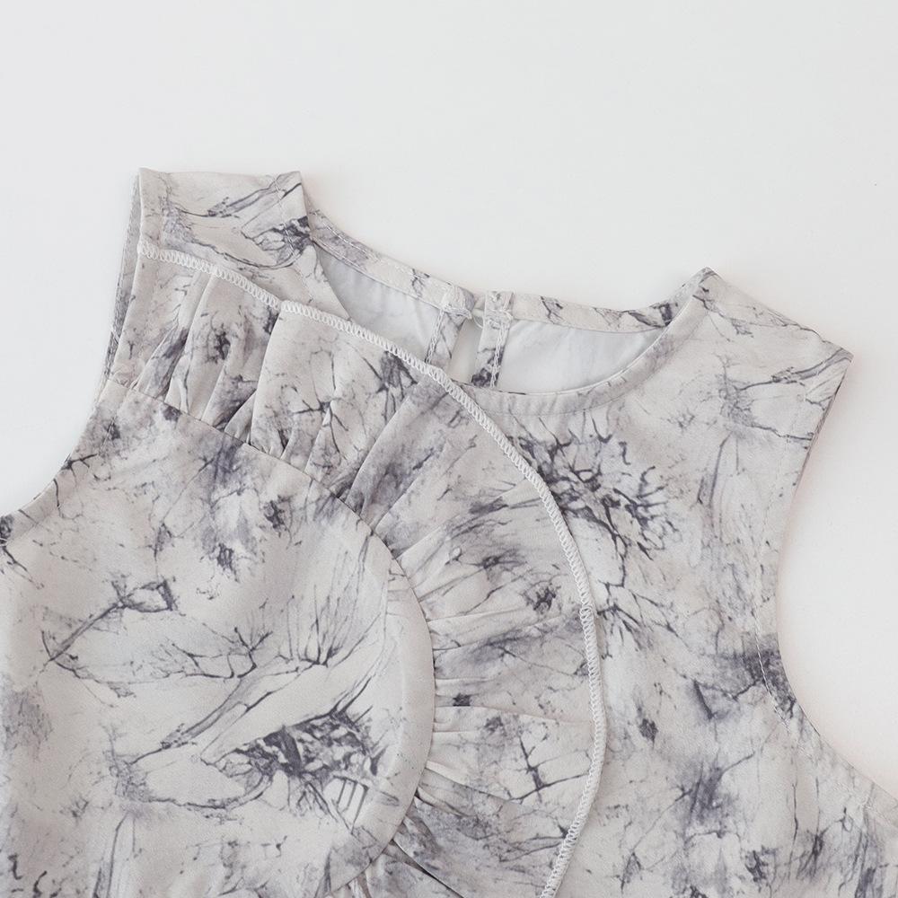 Girls Chinese Summer Outfit Ink Painting Print Two Piece Set Baby Fashionable National Trend Clothing