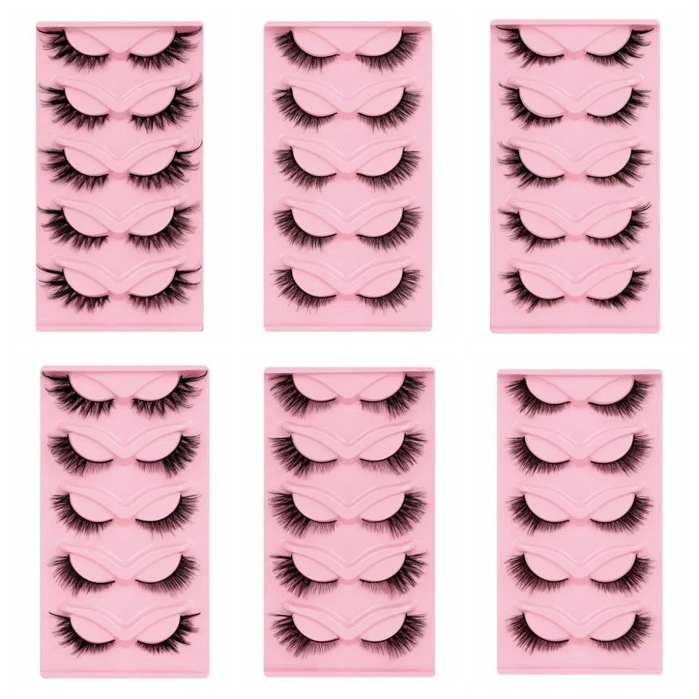 5Pairs Faux Mink Individual False Eyelashes Oblique Flight Clusters False Lashes  Makeup Tools