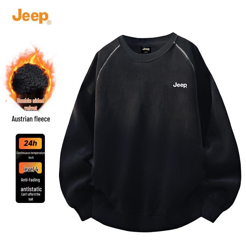JEEP Men s Fleece Pullover Round Neck Sweatshirt M