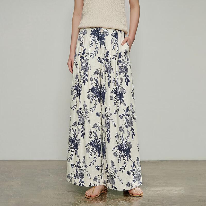 Retro Floral Print Wide-Leg Culottes