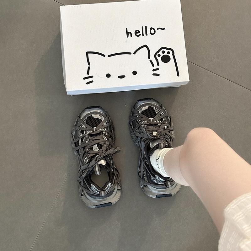 Retro versatile straps old dirty dad shoes autumn and winter fashion mesh girls sports moral training shoes casual shoes