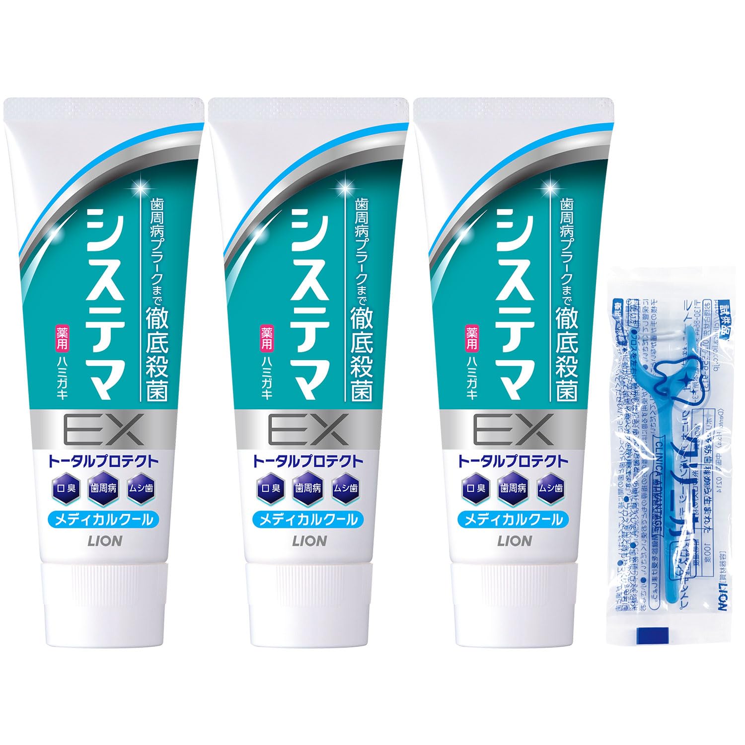

Systema EX [quasi-drug] Toothpaste Medical Cool 130g x 3 + floss included High concentration fluoride (1450ppm)