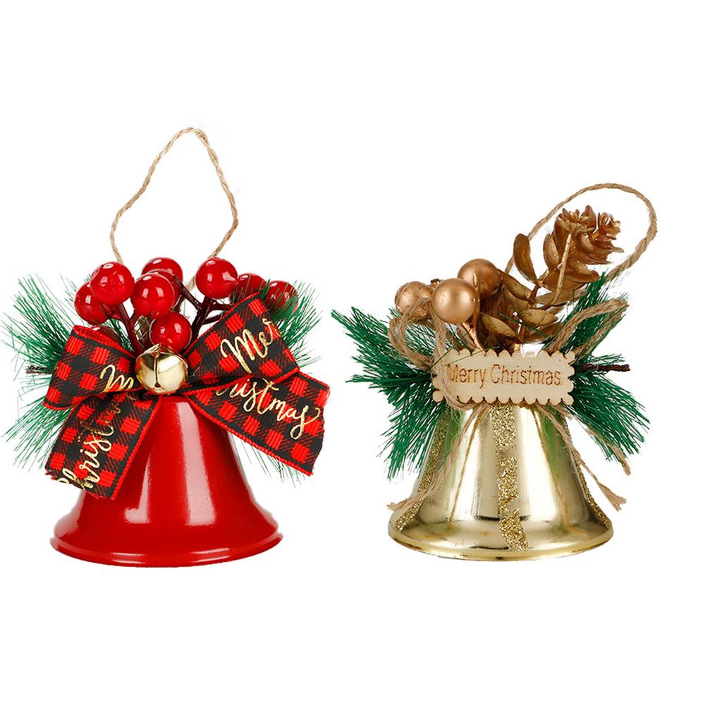 Mehrzweckpackung mit 6 Weihnachtsglocken-Ornamenten. Robuste Dekoration aus Metall und Holz für festliche Wohnaccessoires