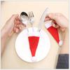 Mini Christmas Hat Wine Bottle and Cutlery Cover - Festive Brushed Cloth Decorations