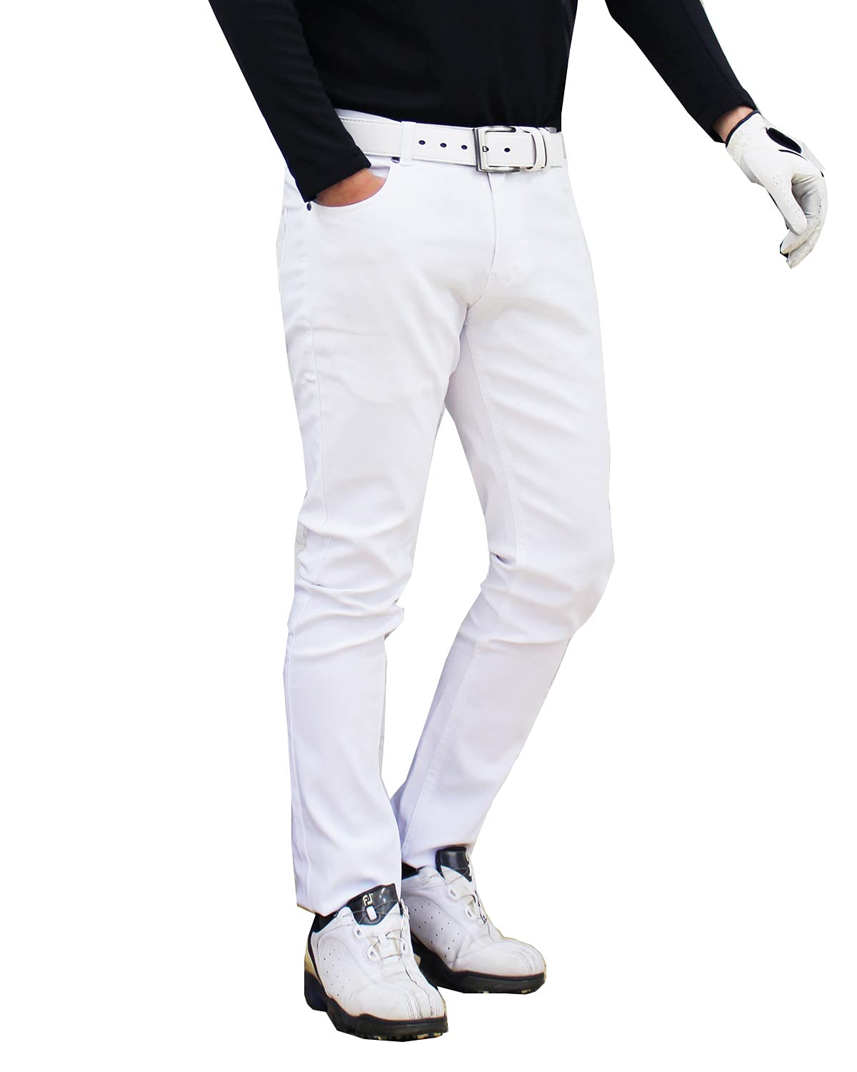 

Премиальные стрейчевые гольф скинни больших размеров белые [TopIsm] брюки, мужские чиносы, осень/зима, весна/лето, 1-2XL,