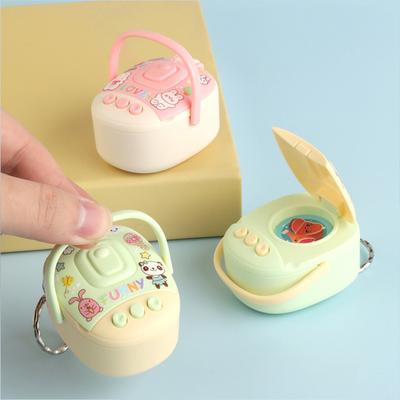 Mini Fake Rice Cooker Keychain with Sound Recording Playback Cute Cartoon Toy Pendant for Bags And Backpacks Fun Gift for Kids Teens