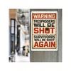 Vintage Humorous Warning Tin Sign Trespassers Will Be Shot Retro Metal Wall Art Garage Decor 8x12 Inches