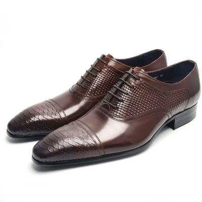 Herren Premium Anzugschuhe & Oxfords Echtes Leder Formelle Schuhe für Hochzeit, Büro & Soziales Braun Business Schuhe Herrenschuhe