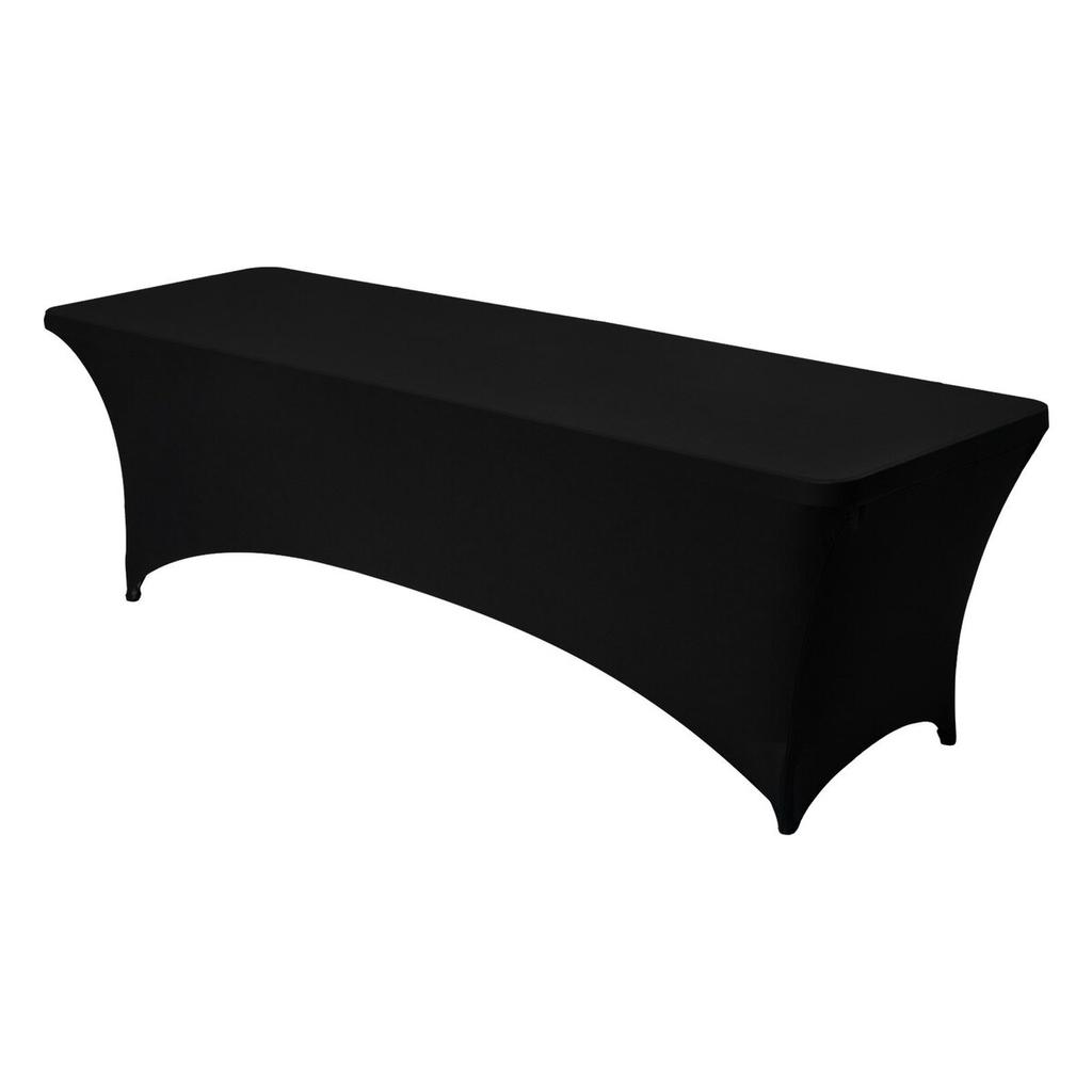 6 Pack Table Cloth for 8FT Rectangular Fitted Events, Wrinkle-Resistant Stretch Black Table Covers, Washable Spandex Tablecloth Protector, for Party,
