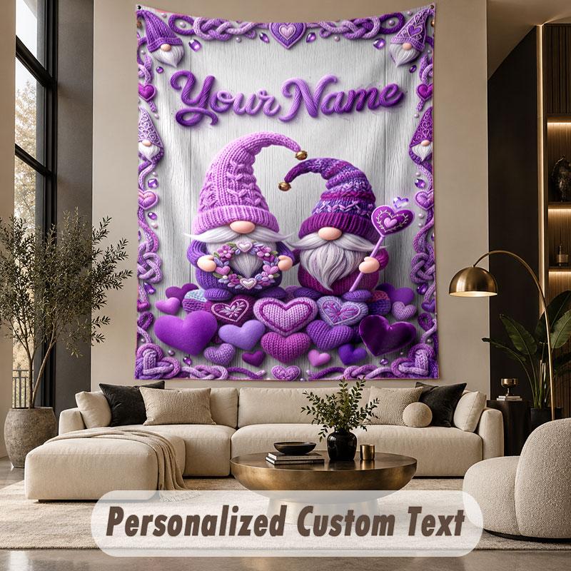 Gnome (293) Theme Custom Tapestry Personalized Custom Name Text Wall Hanging Tapestry Home Decor Background Cloth