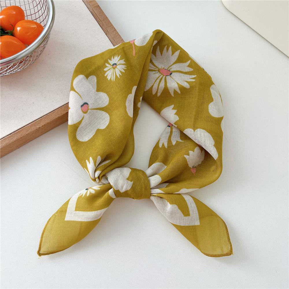 58cm Ladies Cotton Linen Handkerchief Neck Scarves Women Square Wraps Fresh Bandana Head Scarfs Small Neckerchief Bag Scarf