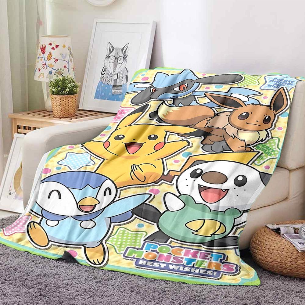 1pc Pokemon Blanket Lightweight Flannel Blanket Throw Blanket For Sofa, Bed, Travel, Camping, Livingroom, Office, Couch