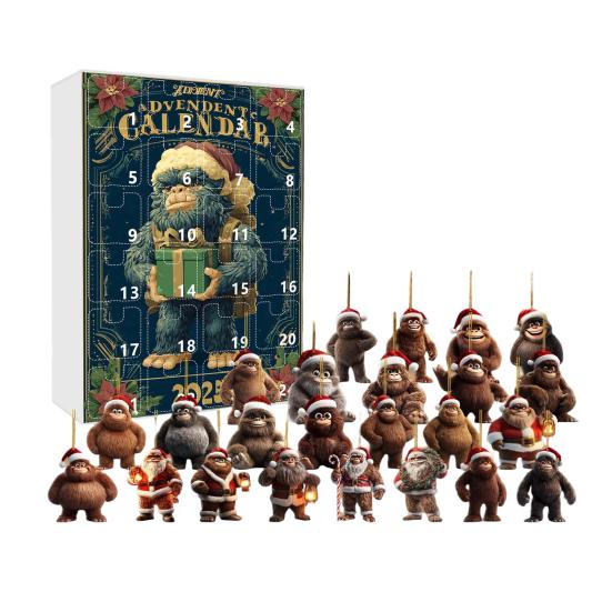 Advent Calendar 24-Day Countdown Decoration Ape Man Themed Family Christmas Advent Calendar Festival Hanging