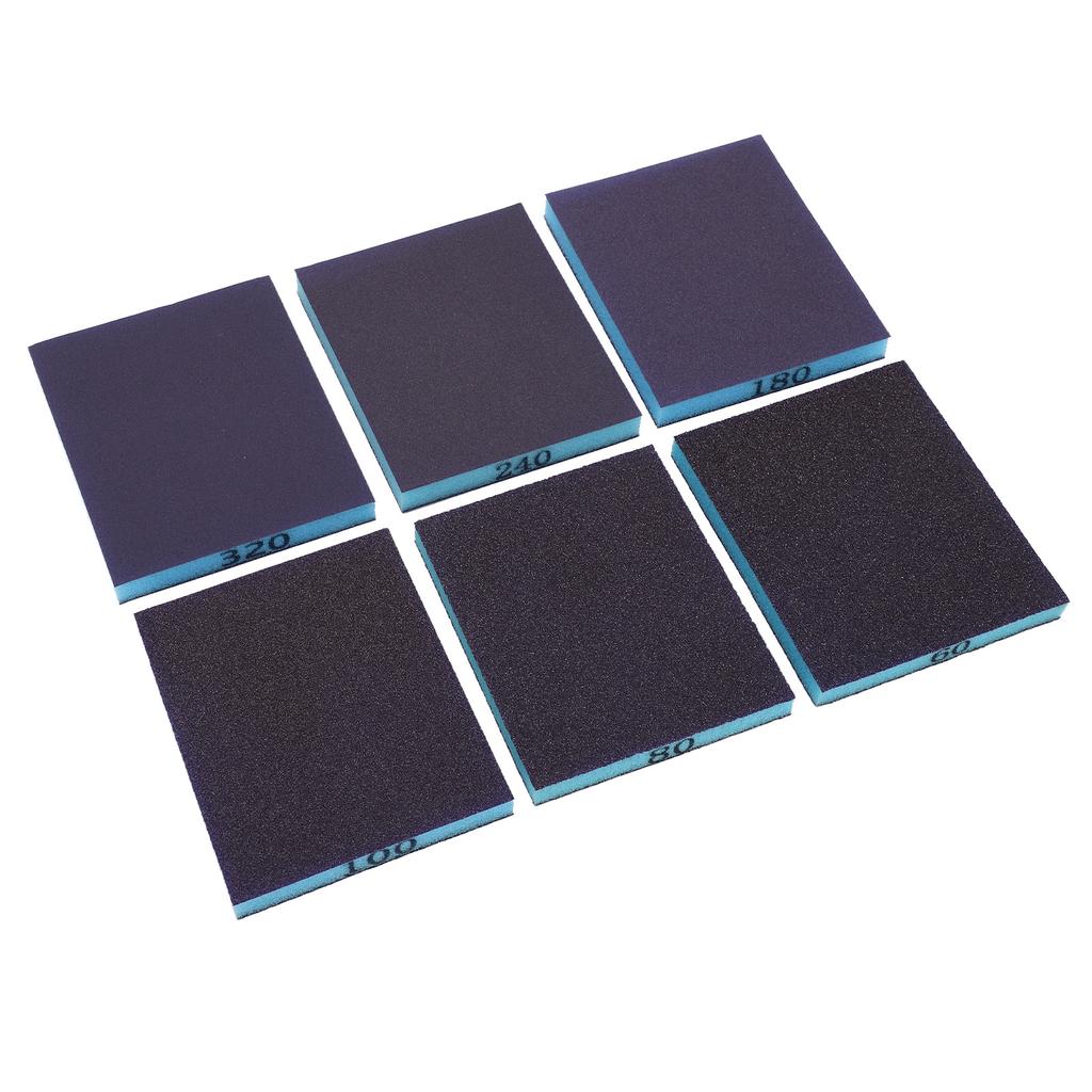 6 buc. Bloc burete de șlefuit 60?Unealtă de șlefuire cu două fețe, granulație 320, pentru îndepărtarea ruginii, pentru prelucrarea lemnului