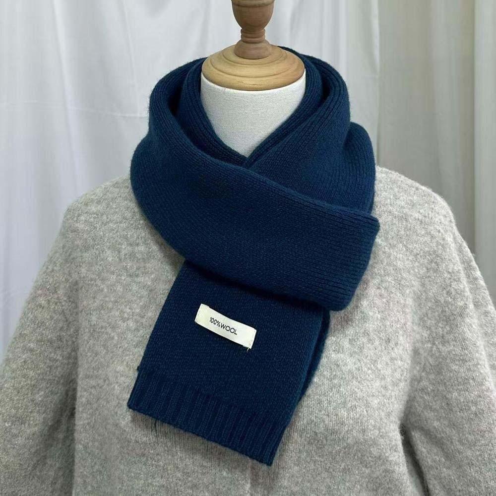 Cold-proof Knitting Wool Scarf Solid Color Winter Warmer Scarf Long Thickened Neckscarf  Winter