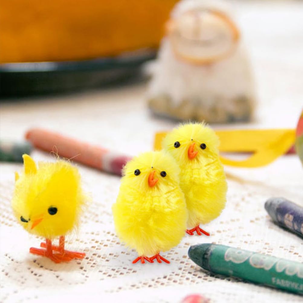 OSALADI 10 Pieces Mini Plush Easter Chicks, Small Plastic Stuffed Chickens, Flocked Chicken Toys for Crafts, Easter Chick Decorations, Party Favor