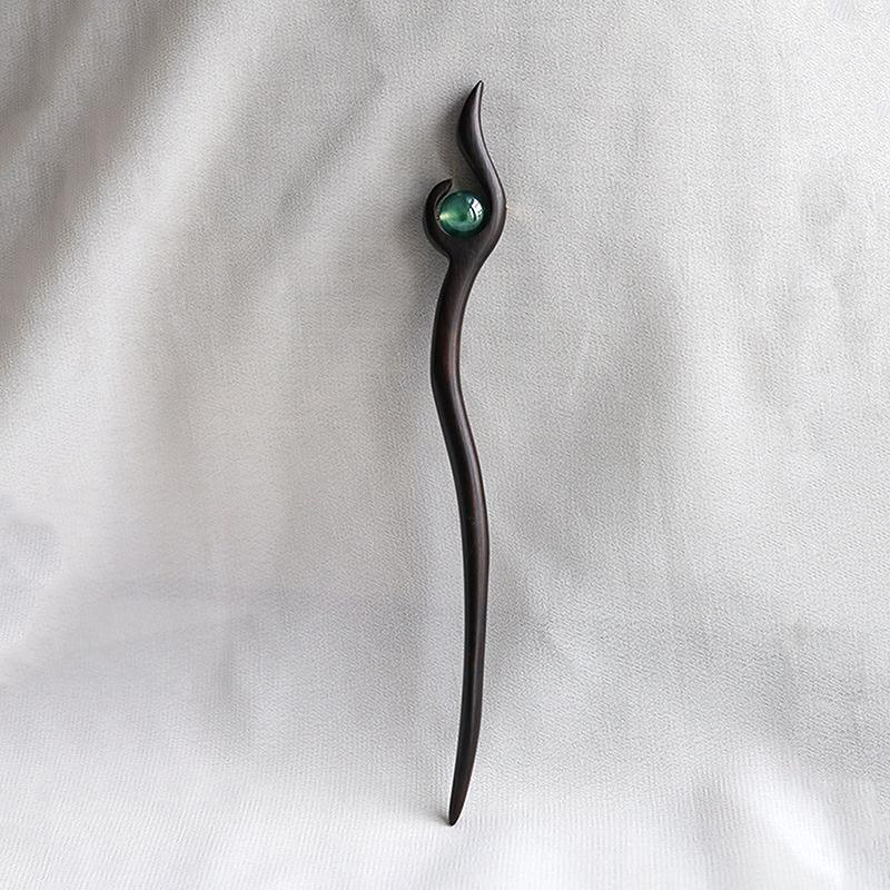 Chinese Style Imitation Jade Wooden Hair Sticks Simple Retro Hair Forks Hairpins For Women Girls Hair Bun Fixed Hair Jewelry