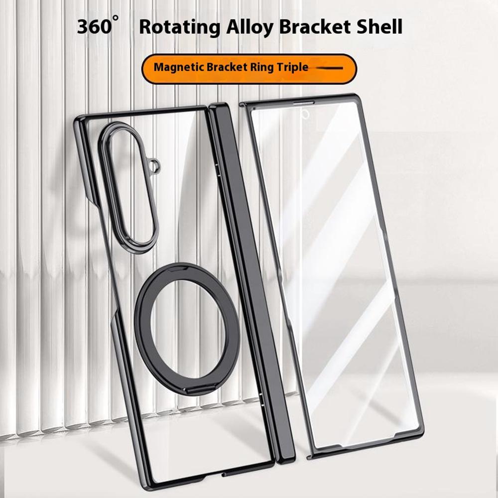 For Samsung Galaxy Z Fold7 5G Case Compatible with MagSafe Kickstand Electroplated PC Phone Cover with Screen Protector