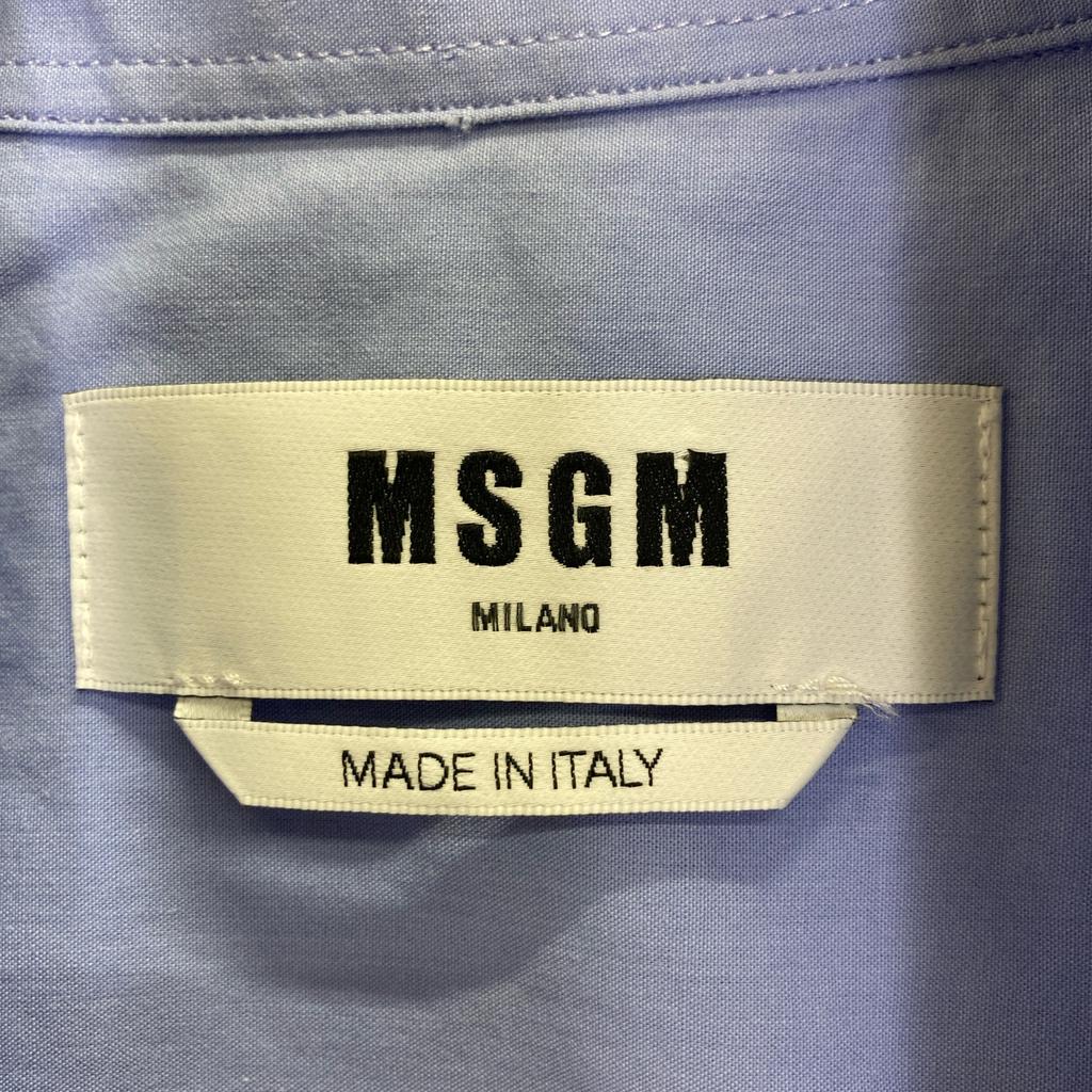 MSGM Blue logo embroidered overshirt tops 41 blueUsed