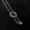 Retro Six Character Mantra Double Ring Pendants Rotating Male Artistic Personality Versatile Necklaces Fashion Jewelry