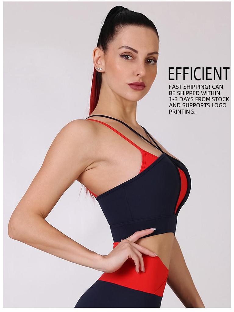 2025 Spring/Summer Double-Sided Colorblock Thin Strap Yoga Bra - Women's Nude Feel Sportswear