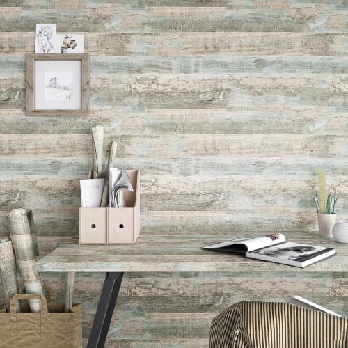 VEELIKE Wood Grain Wallpaper, Self-Adhesive Removable Wallpaper for Waist Walls, Sliding Doors, and Tabletops, 40x300cm, Waterproof and Heat-Resistant