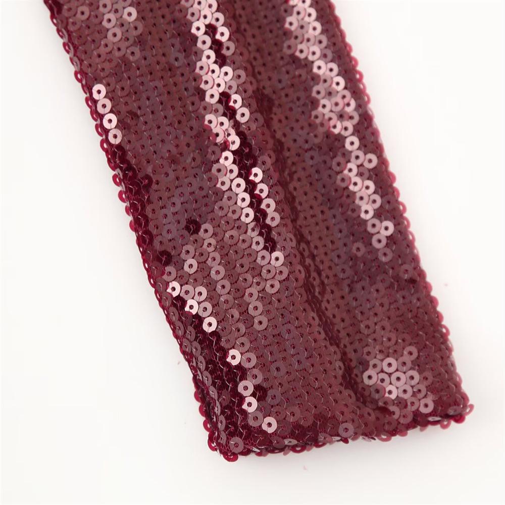 Pailletten-Patchwork-Design Damenkleid - Frühjahr/Sommer 2025 Kollektion, Rundhalsausschnitt, Langarm, Weiter Saum, Unifarbe