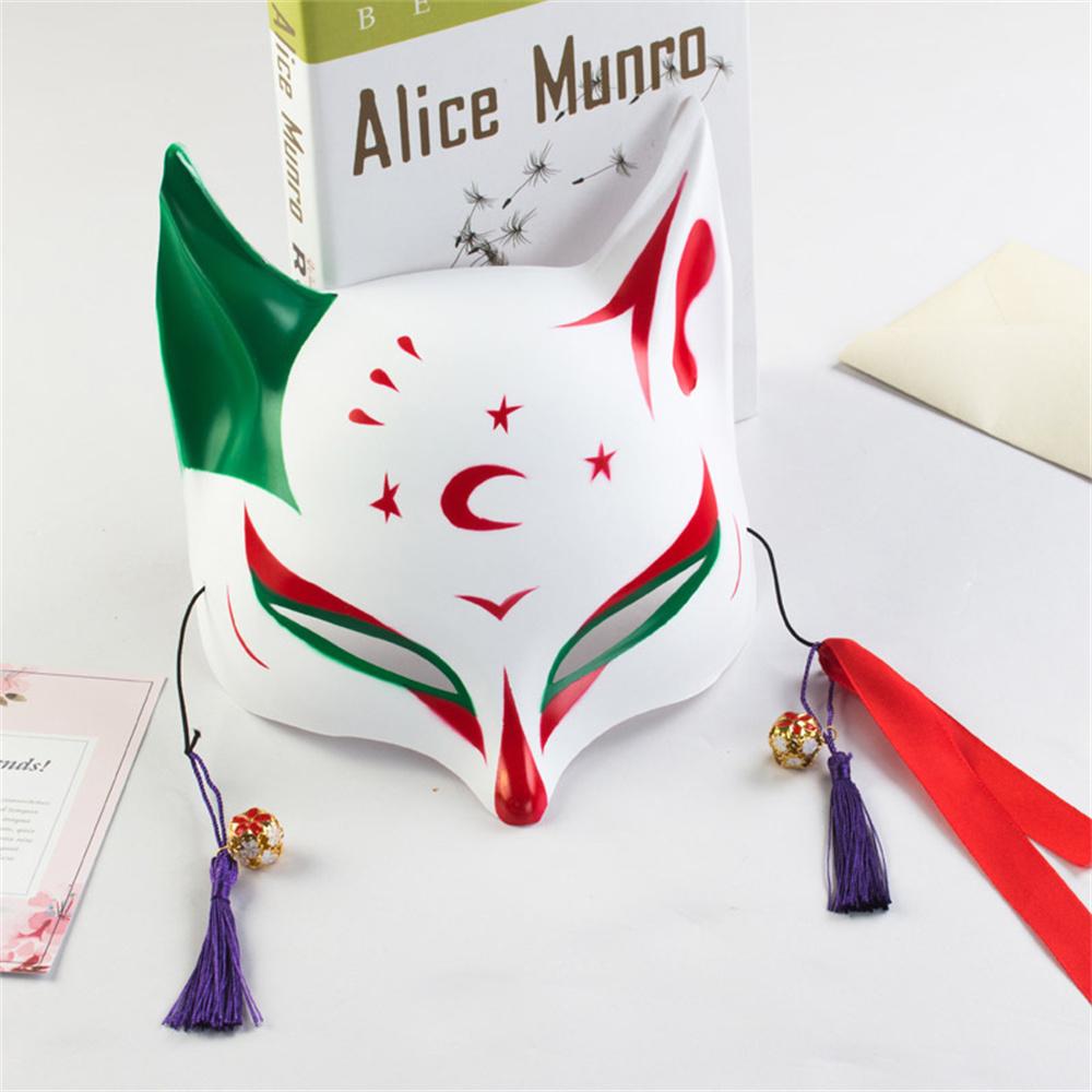 Half Face  Mask Hand-painted Fashion Mask Halloween Masquerade Party Tassels Anime Fox Mask For Costume Parties Anime