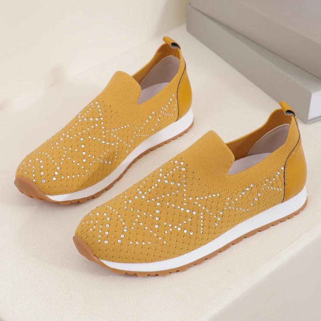 Pantofi de damă pantofi pantofi pantofi cu cristal de modă pantofi luminoși pantofi casual cu șosete pantofi vulcanizați de vară pentru femei