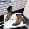 Designer Women High Heel Modern Ankle Boots Fashion Pointed Toe Leopard Short Booties Autumn Winter Women's Casual Shoes