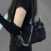 Fashi Design Gothic Chain Ladies Underarm Bag Sweet Cool Y2k Women Square Shoulder Bags Black Pop Female Tote Handbag Purse
