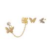 Exaggerated Rhinestone Butterfly Tassel Ear Cuff Set - Non-Pierced U-Shaped Alloy Stud Earrings