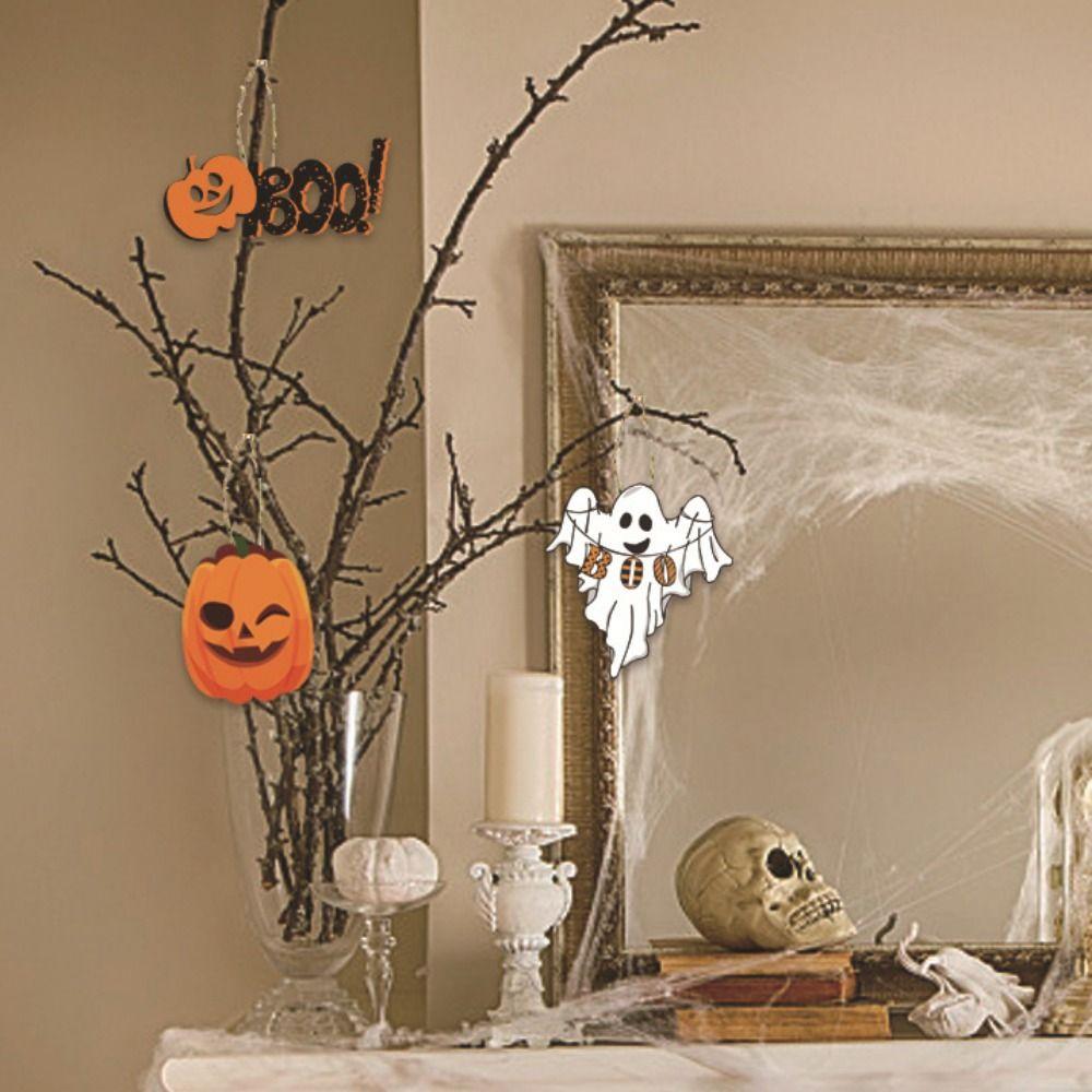 12pcs/set DIY Pumpkin Bat Ghost Pendant Cartoon Halloween Paper Hanging  Cosplay Party