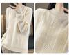 2025 Autumn/Winter Women's Loose Warm Knit Pullover with Half-High Neck and Raglan Sleeves in Korean Style