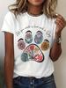 Dog Footprints with Floral Pattern Printed on Summer Women's T-shirt Top Short Sleeved Round Neck Casual Summer Women's Clothing